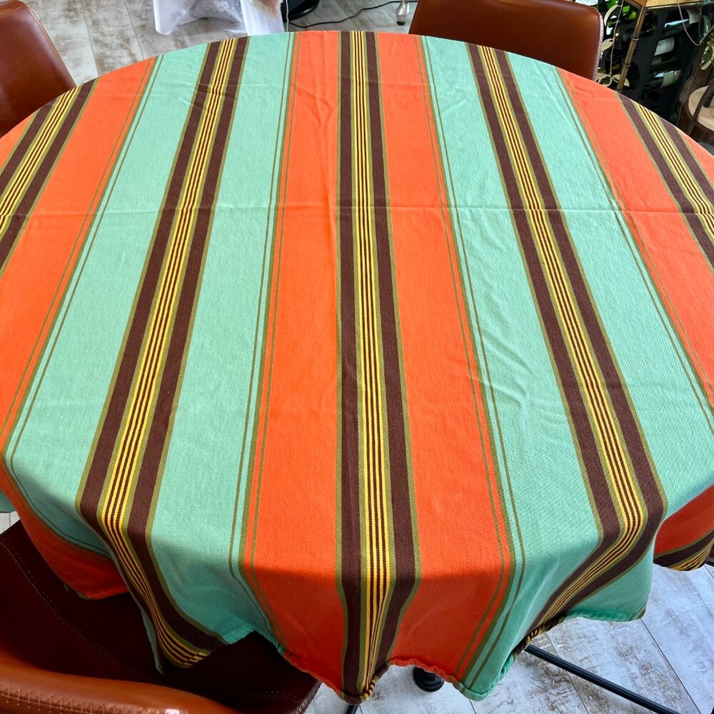 SALE!  Beautiful Multi-Color Stripe Cotton Tablecloth